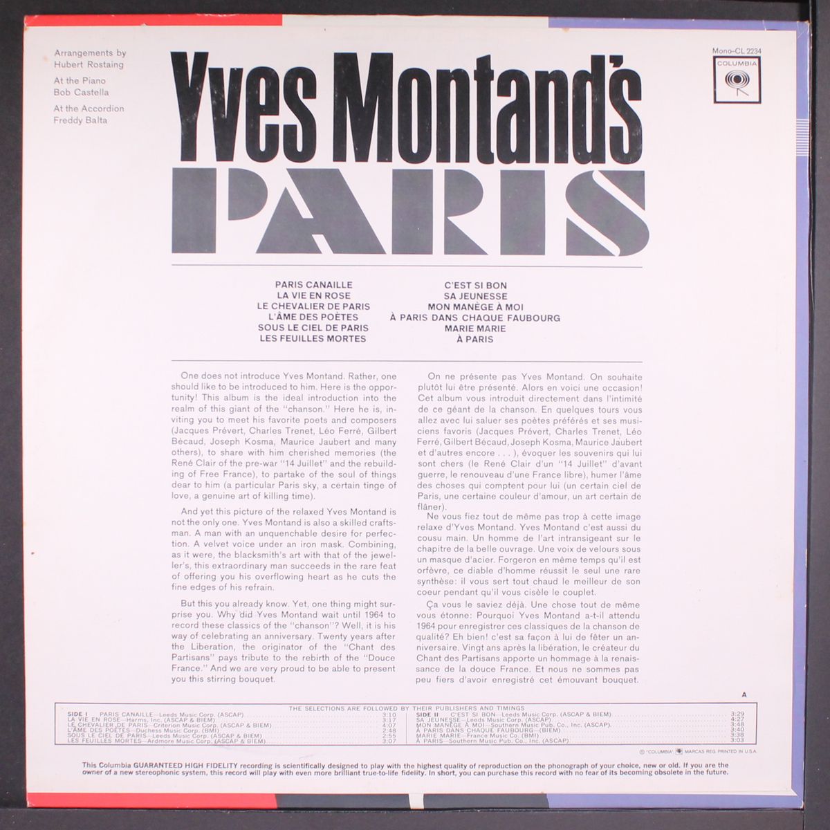 yves montand's paris by YVES MONTAND