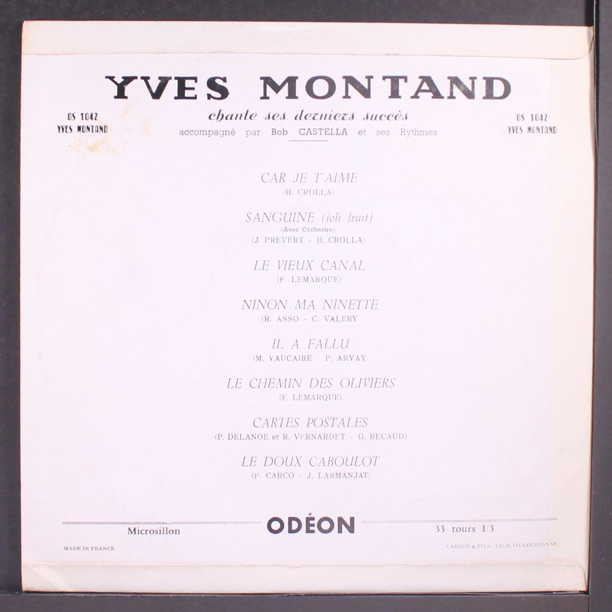 chante ses derniers succes by YVES MONTAND