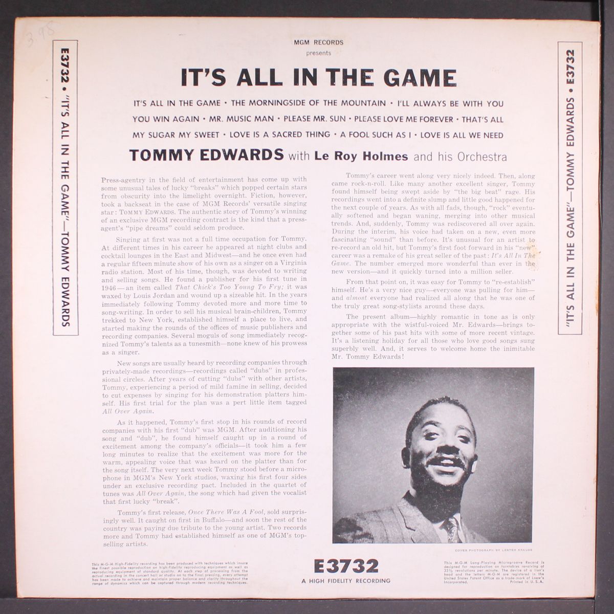 it's all in the game by TOMMY EDWARDS