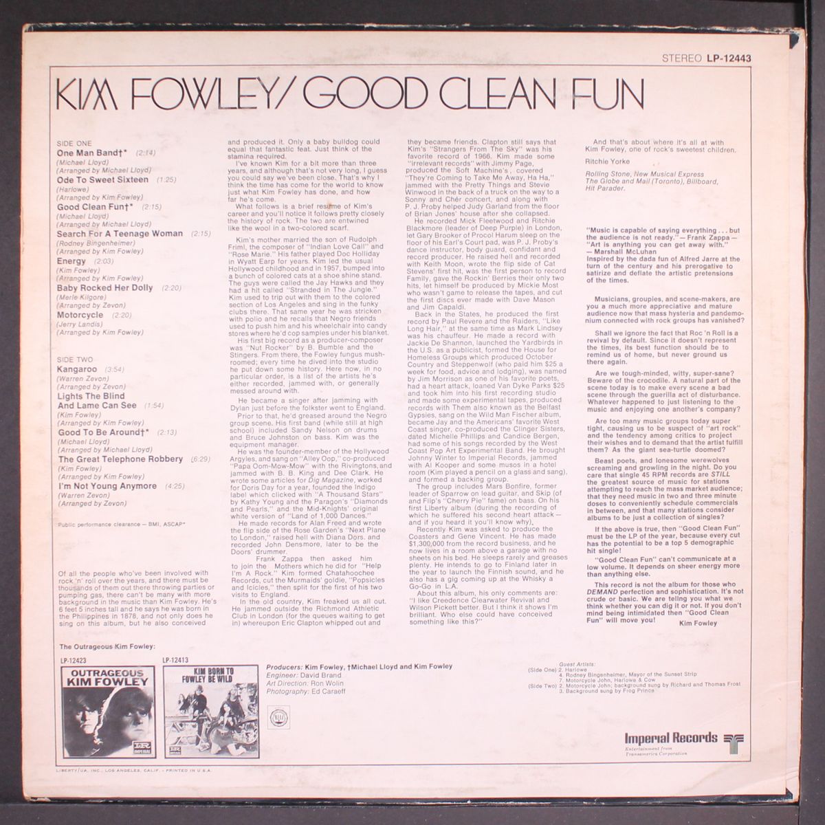 good clean fun by KIM FOWLEY