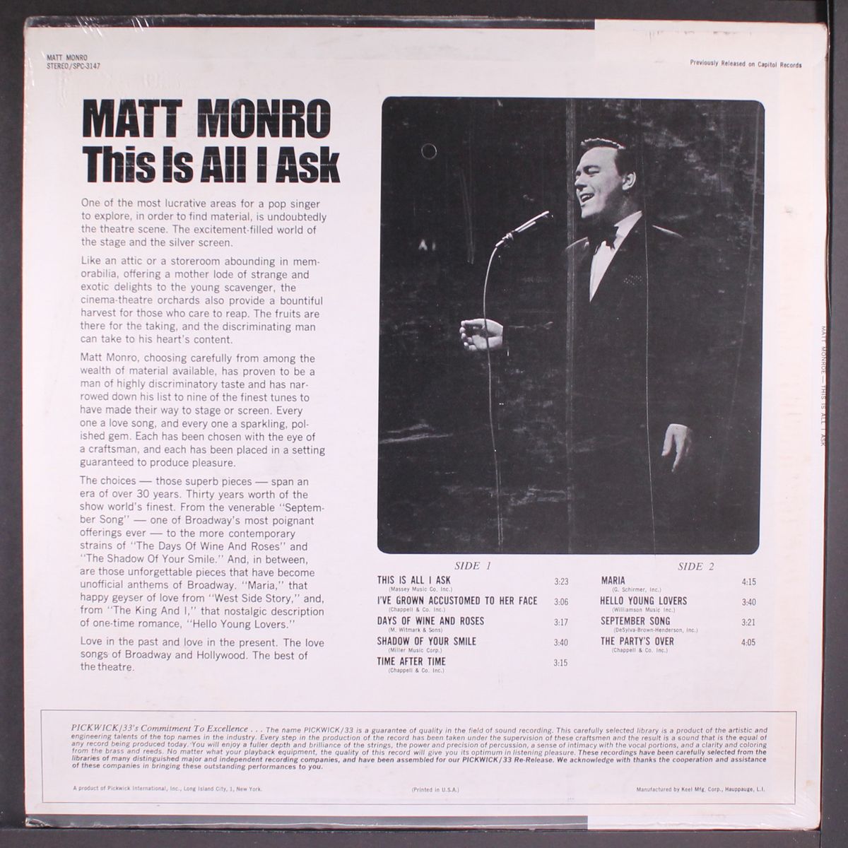 this is all i ask by MATT MONRO