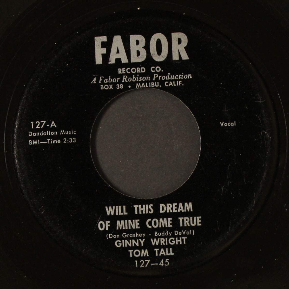 will this dream of mine come true / come with me by GINNY WRIGHT & TOM TALL