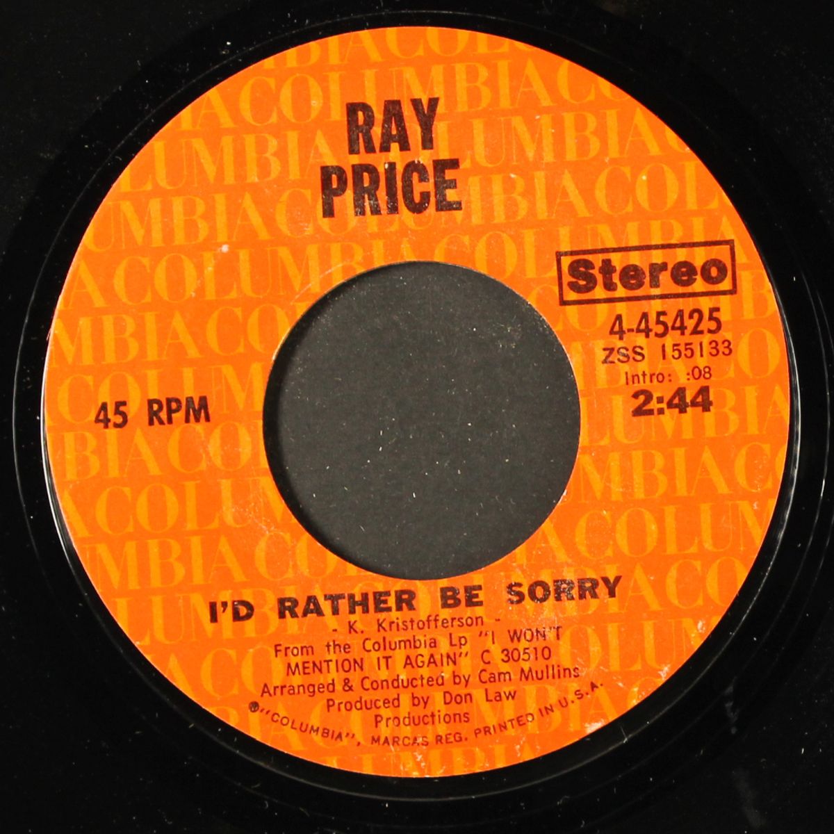 i'd rather be sorry / when i loved her by RAY PRICE