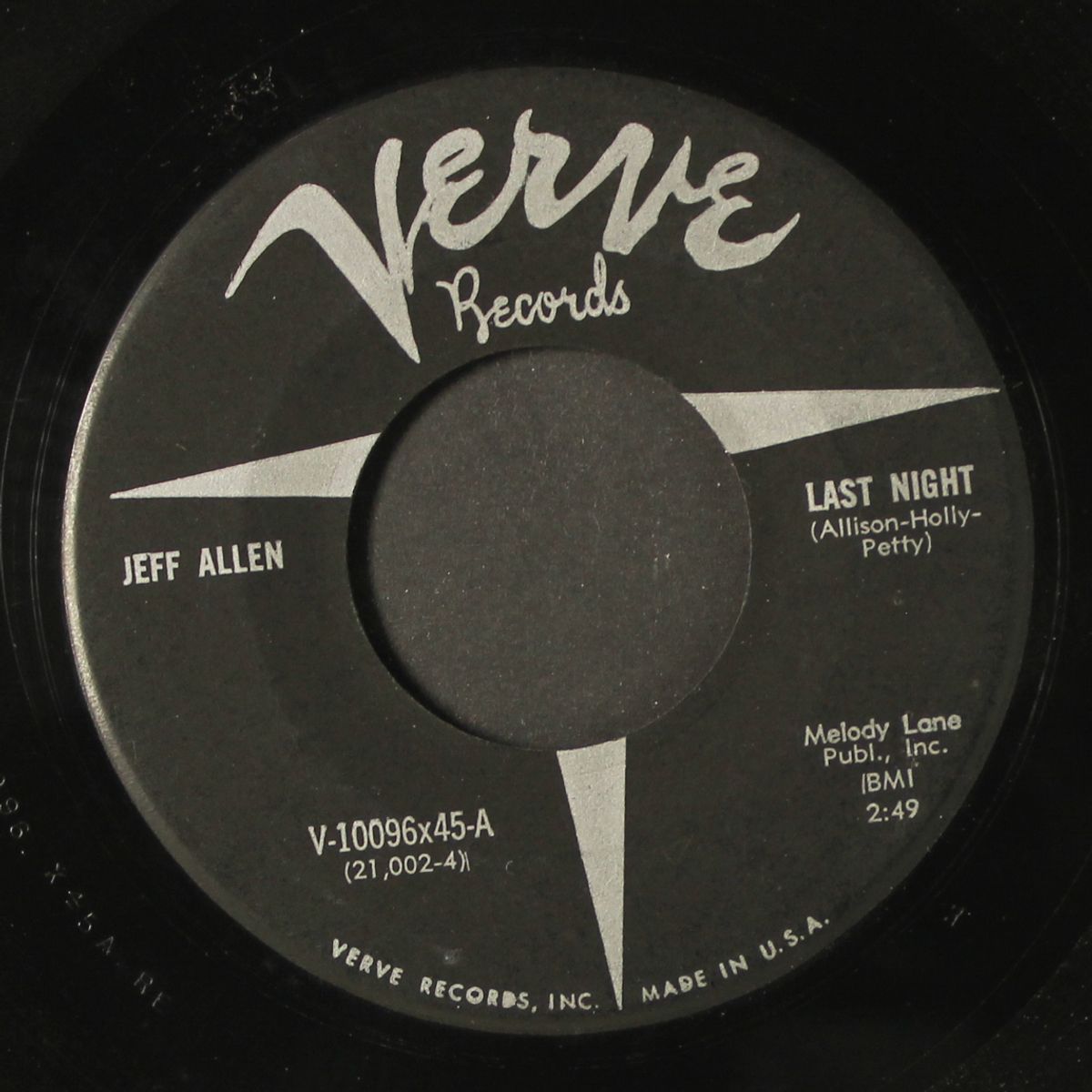 last night / don't much, care much by JEFF ALLEN