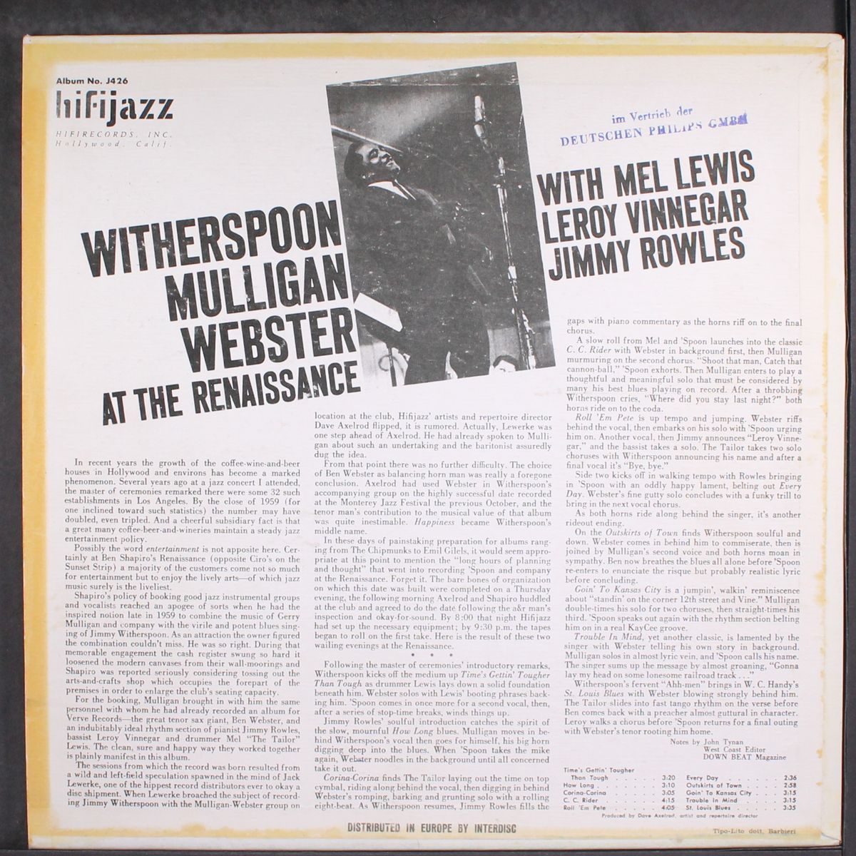 at the renaissance by JIMMY WITHERSPOON, MULLIGAN & WEBSTER