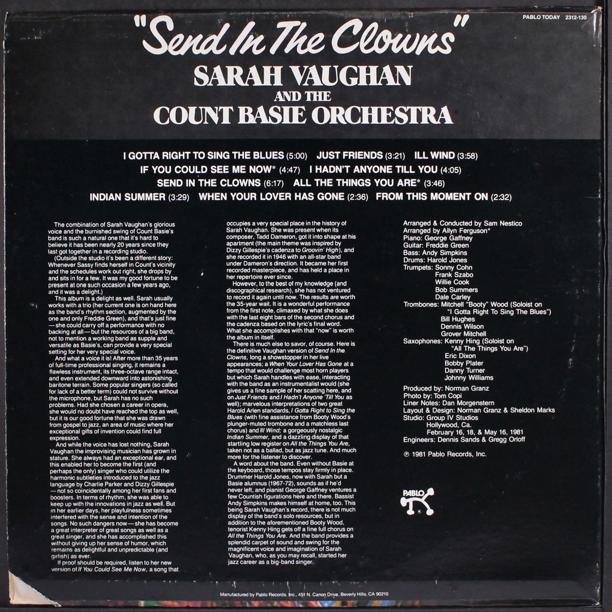 send in the clowns by SARAH VAUGHAN