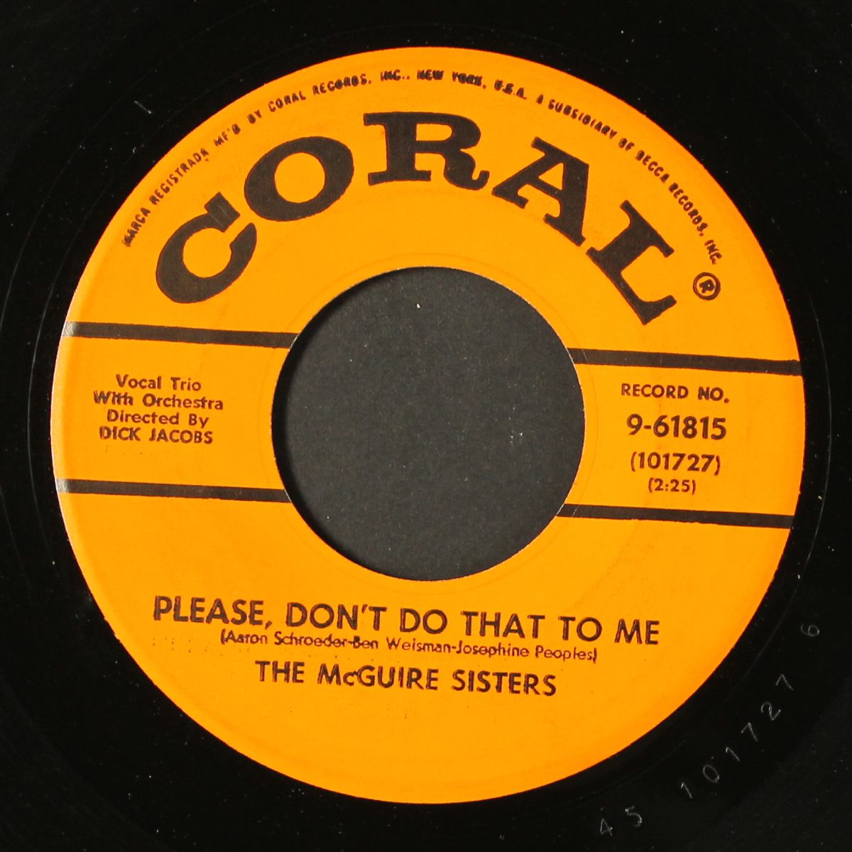drownin' in memories / please, don't do that to me by MCGUIRE SISTERS