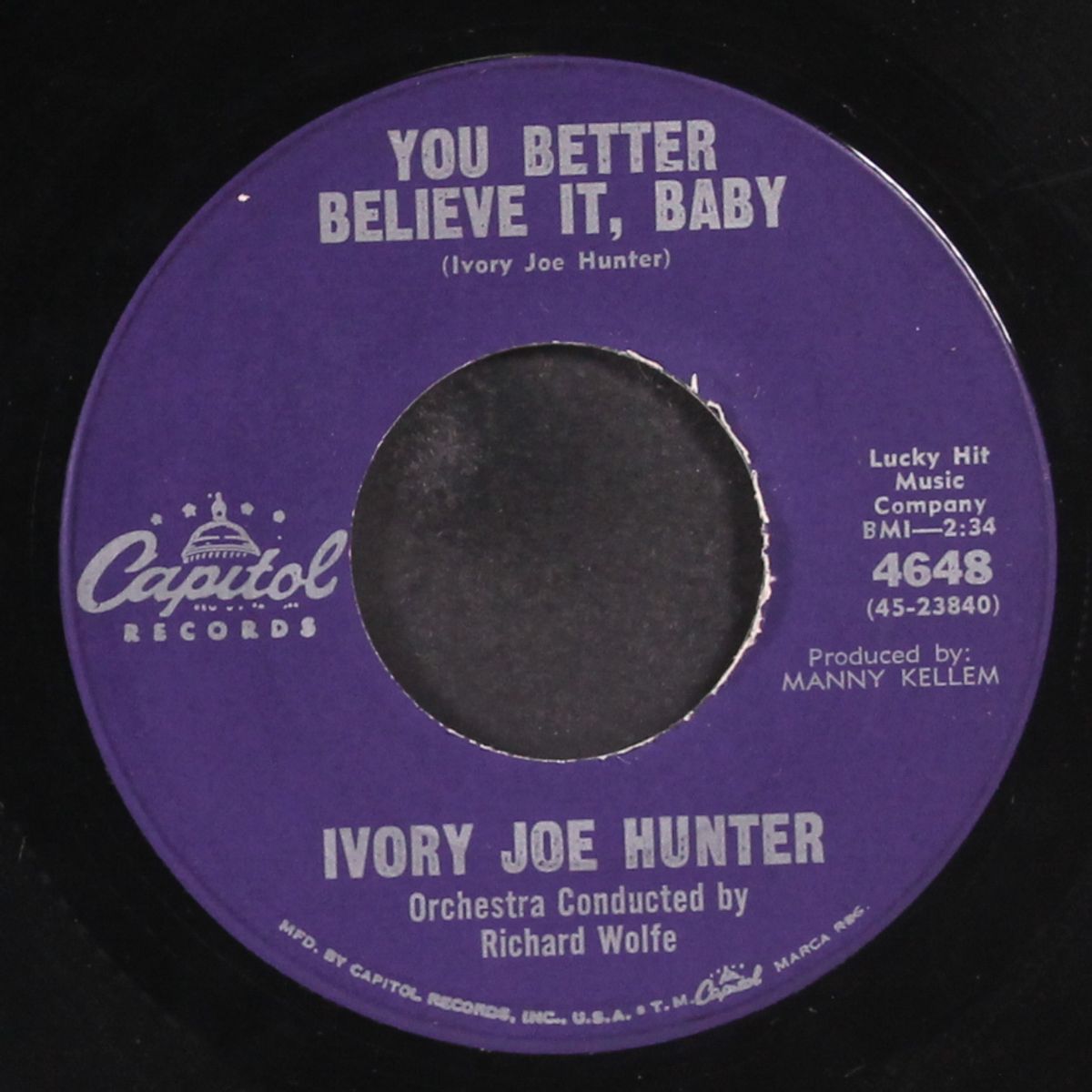 you better believe it, baby / may the best man win by IVORY JOE HUNTER