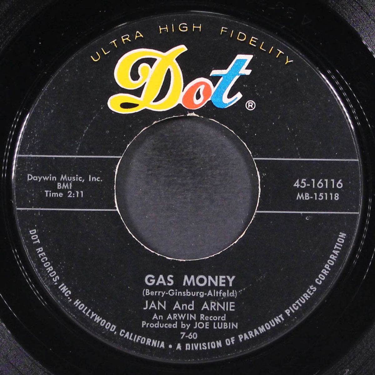 gas money / gotta getta date by JAN & ARNIE