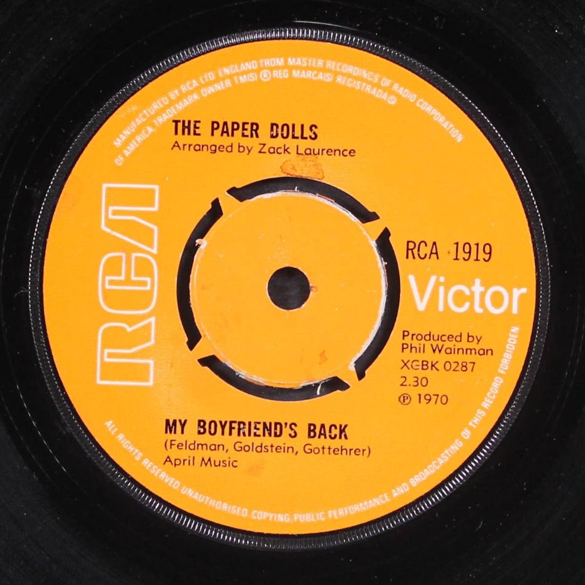 my boyfriend's back / mister good time friday by PAPER DOLLS