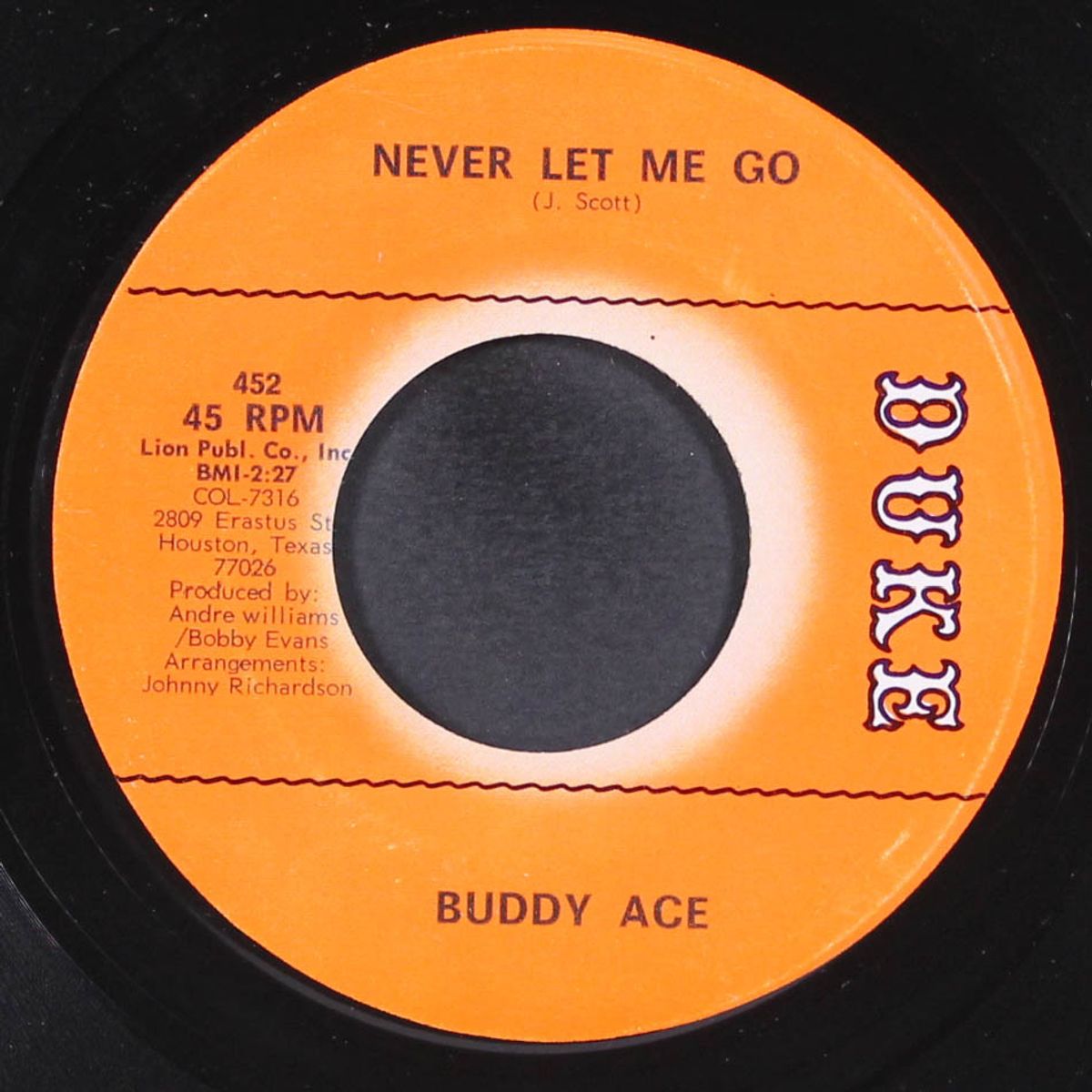 she's my baby / never let me go by BUDDY ACE