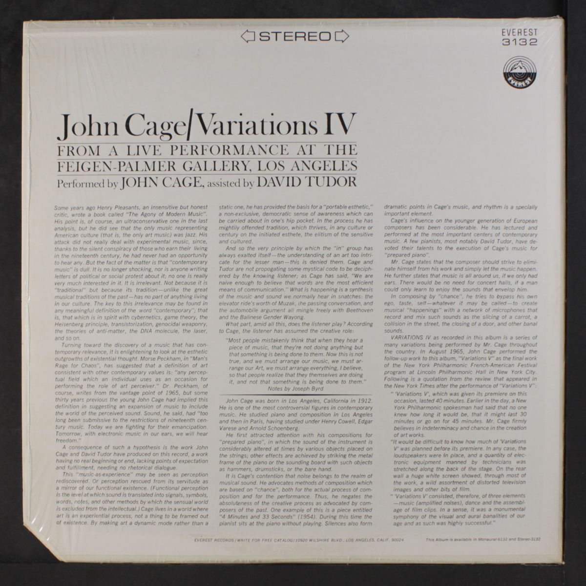 with david tudor, presents variations iv by JOHN CAGE