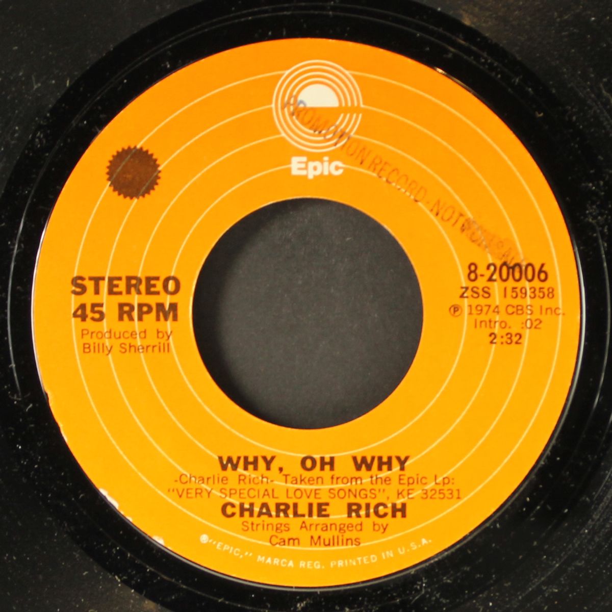 i love my friend / why, oh why by CHARLIE RICH