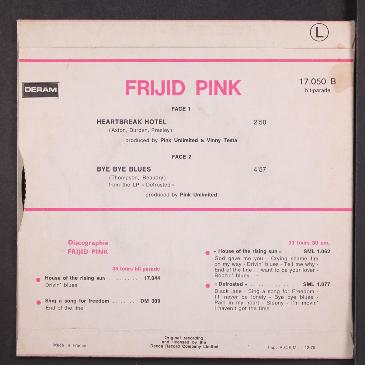 heartbreak hotel / bye bye blues by FRIJID PINK