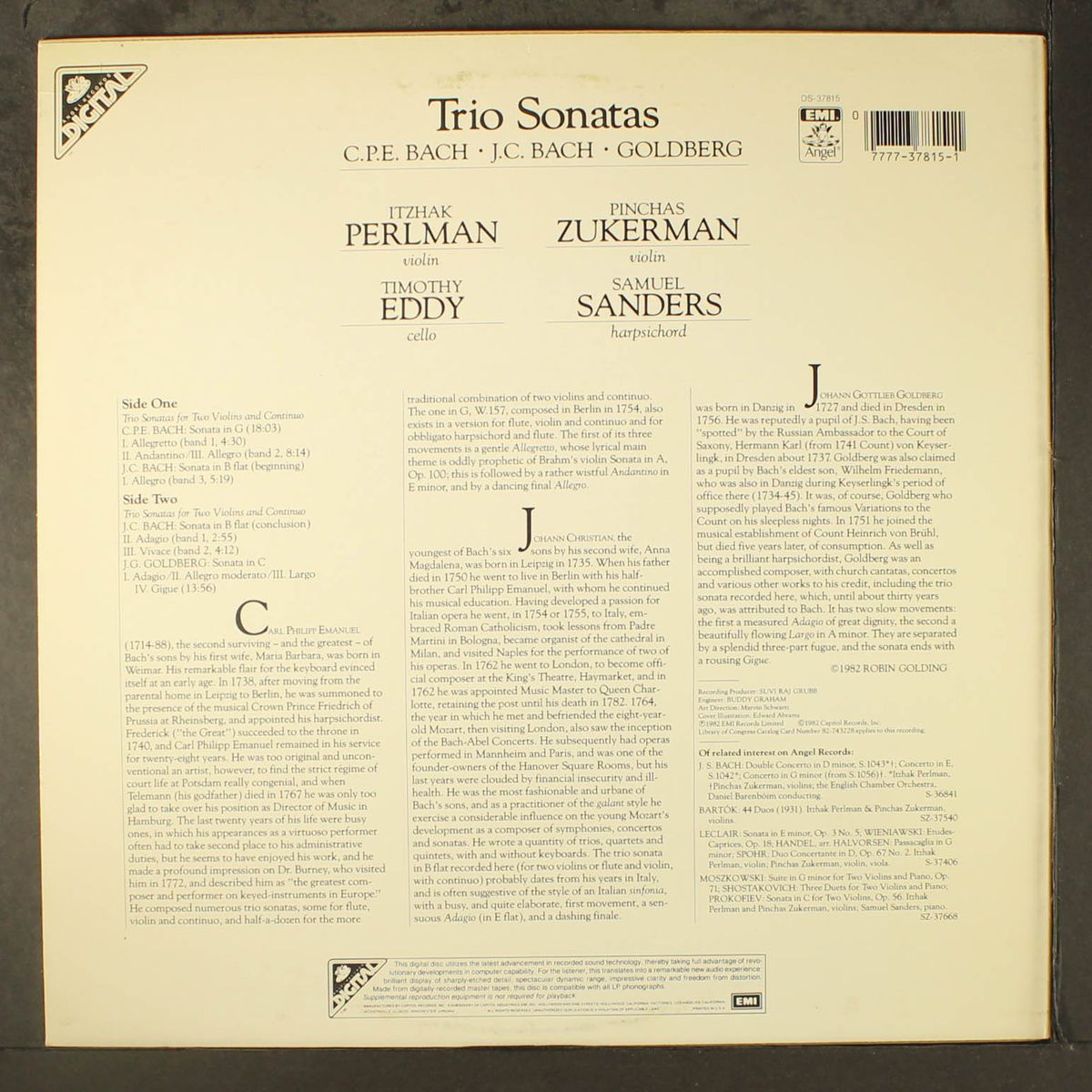 trio sonatas by ITZHAK PERLMAN & PINCHAS ZUKERMAN