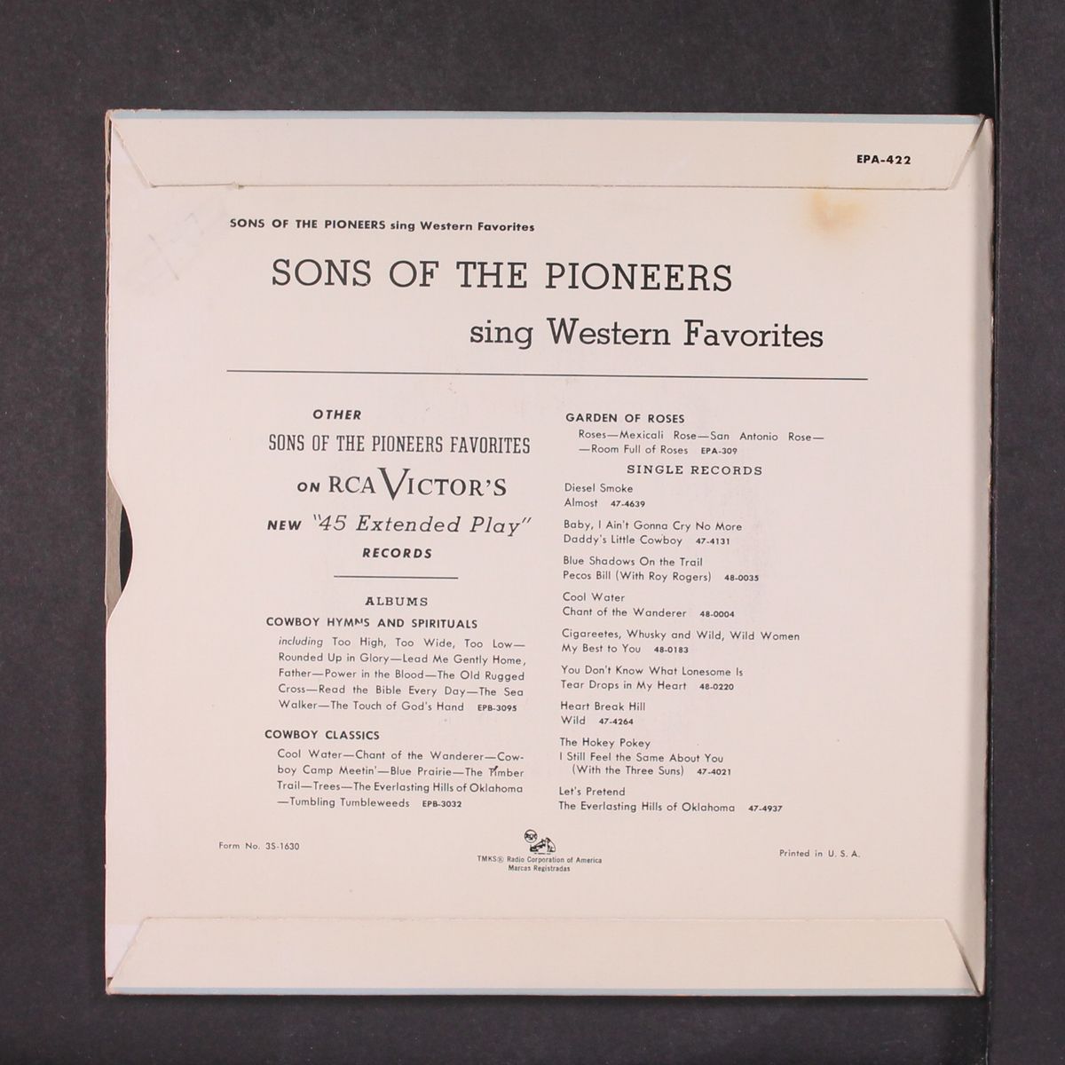 sing western favorites by SONS OF THE PIONEERS