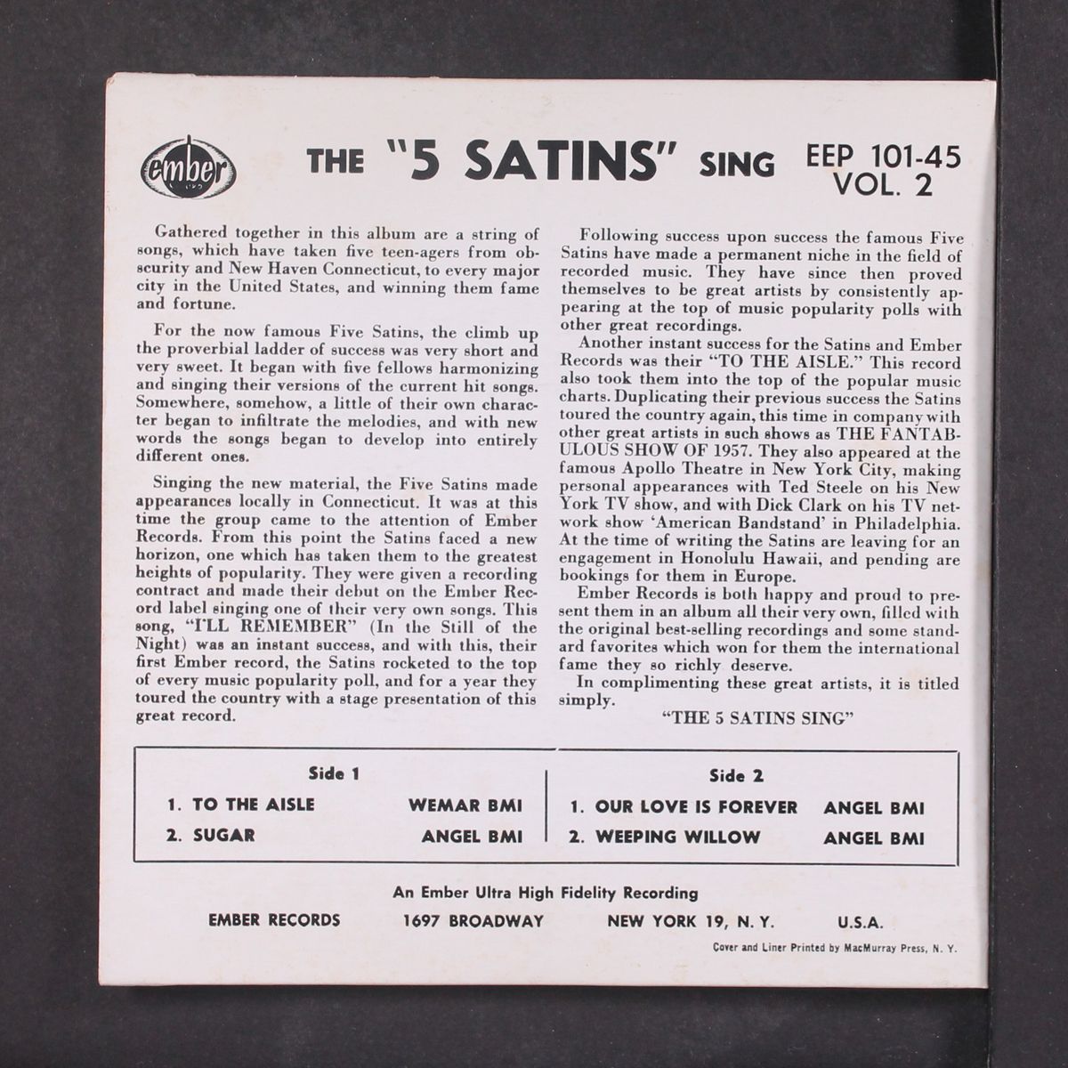 sing, vol. 2 by FIVE SATINS