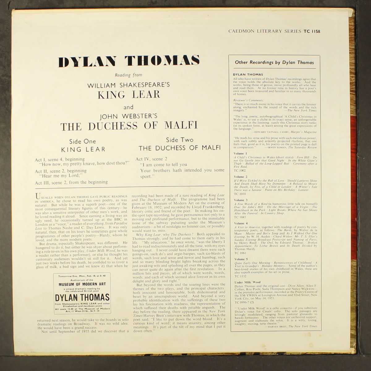 king lear / the duchess of malfi by DYLAN THOMAS