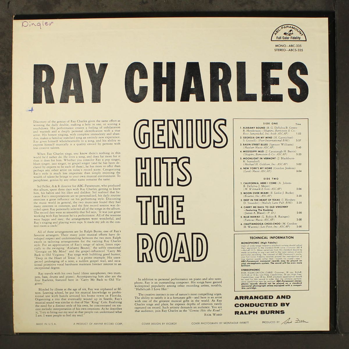 the genius hits the road by RAY CHARLES