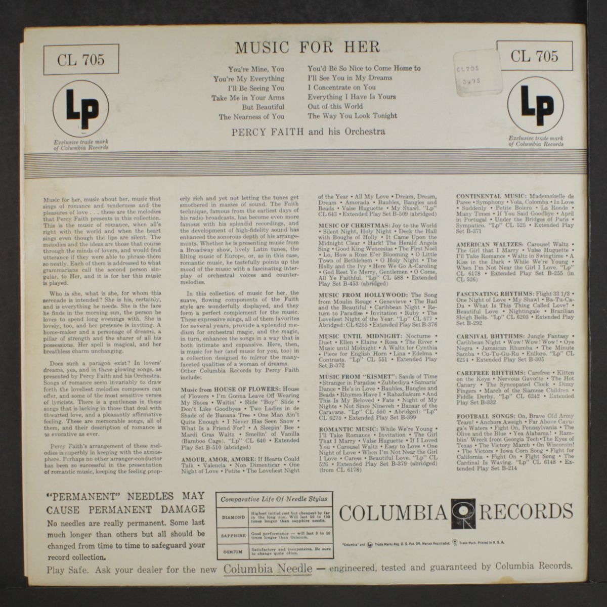 music for her by PERCY FAITH