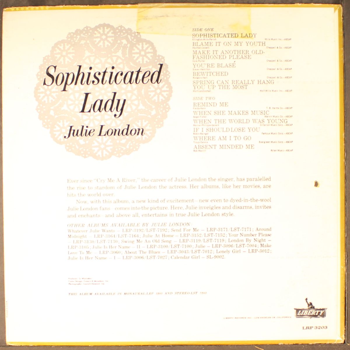 sophisticated lady by JULIE LONDON