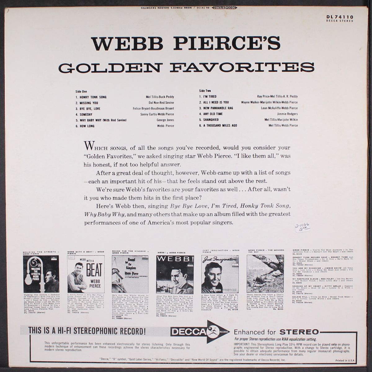 golden favorites by WEBB PIERCE