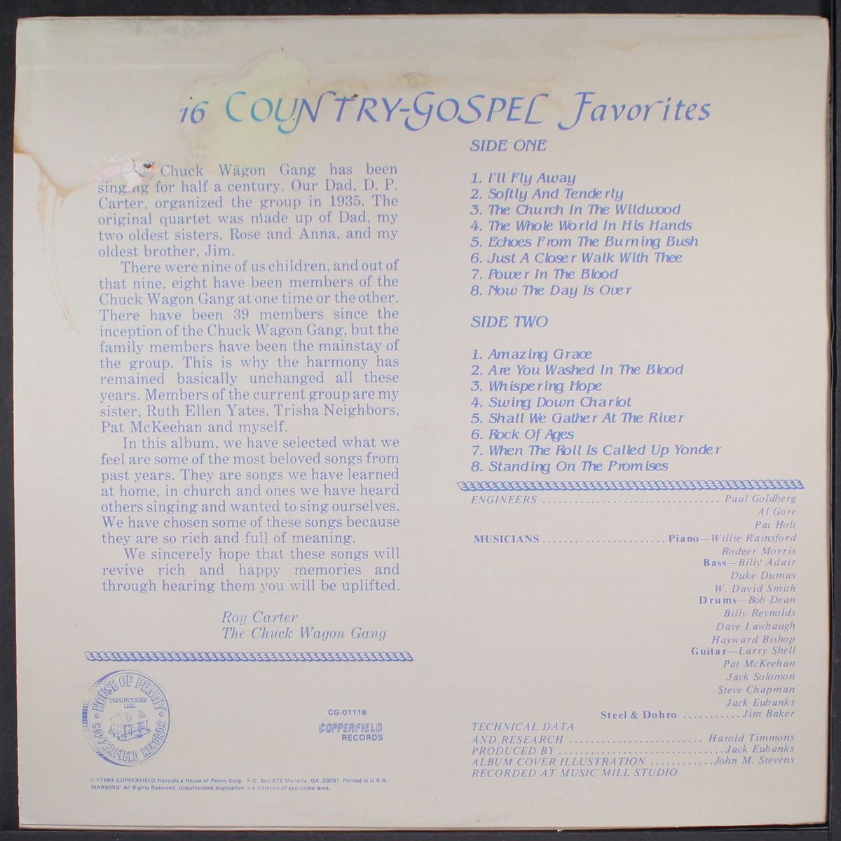 16 country gospel favorites by CHUCK WAGON GANG