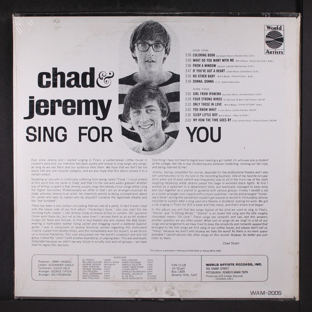 chad & jeremy sing for you by CHAD & JEREMY