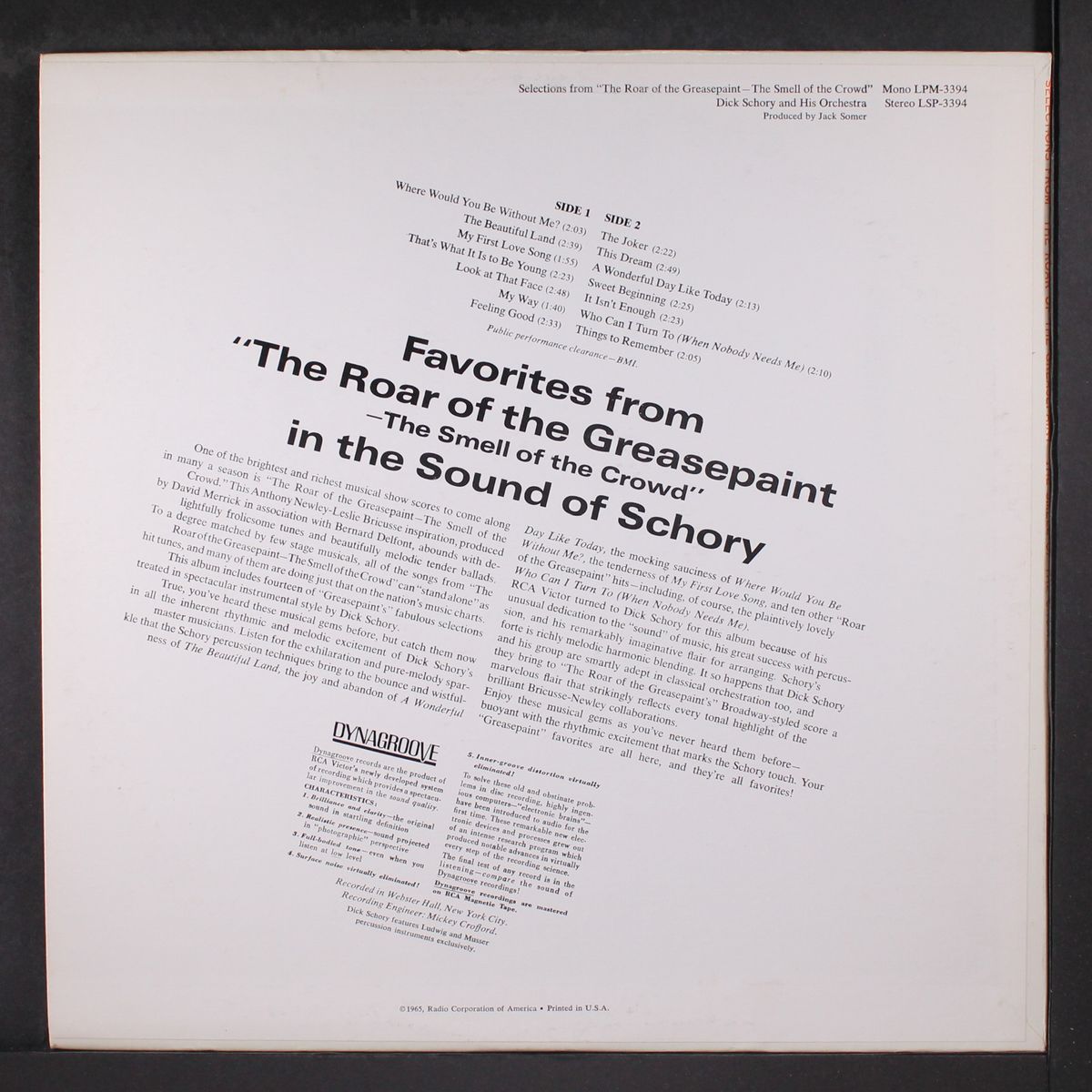 the roar of the greasepaint... by DICK SCHORY