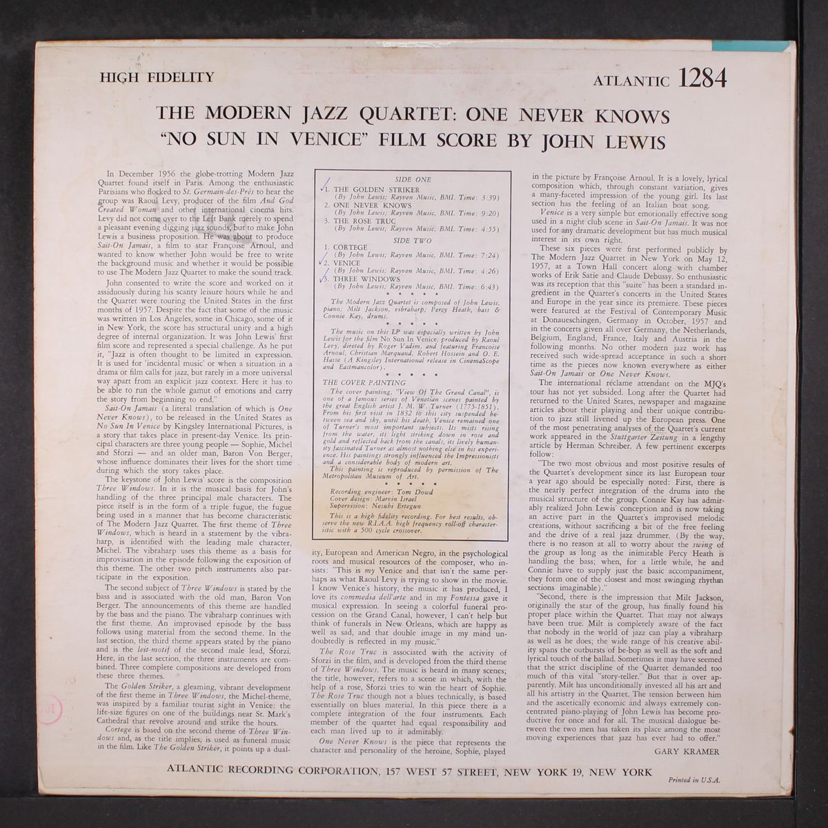 no sun in venice by MODERN JAZZ QUARTET