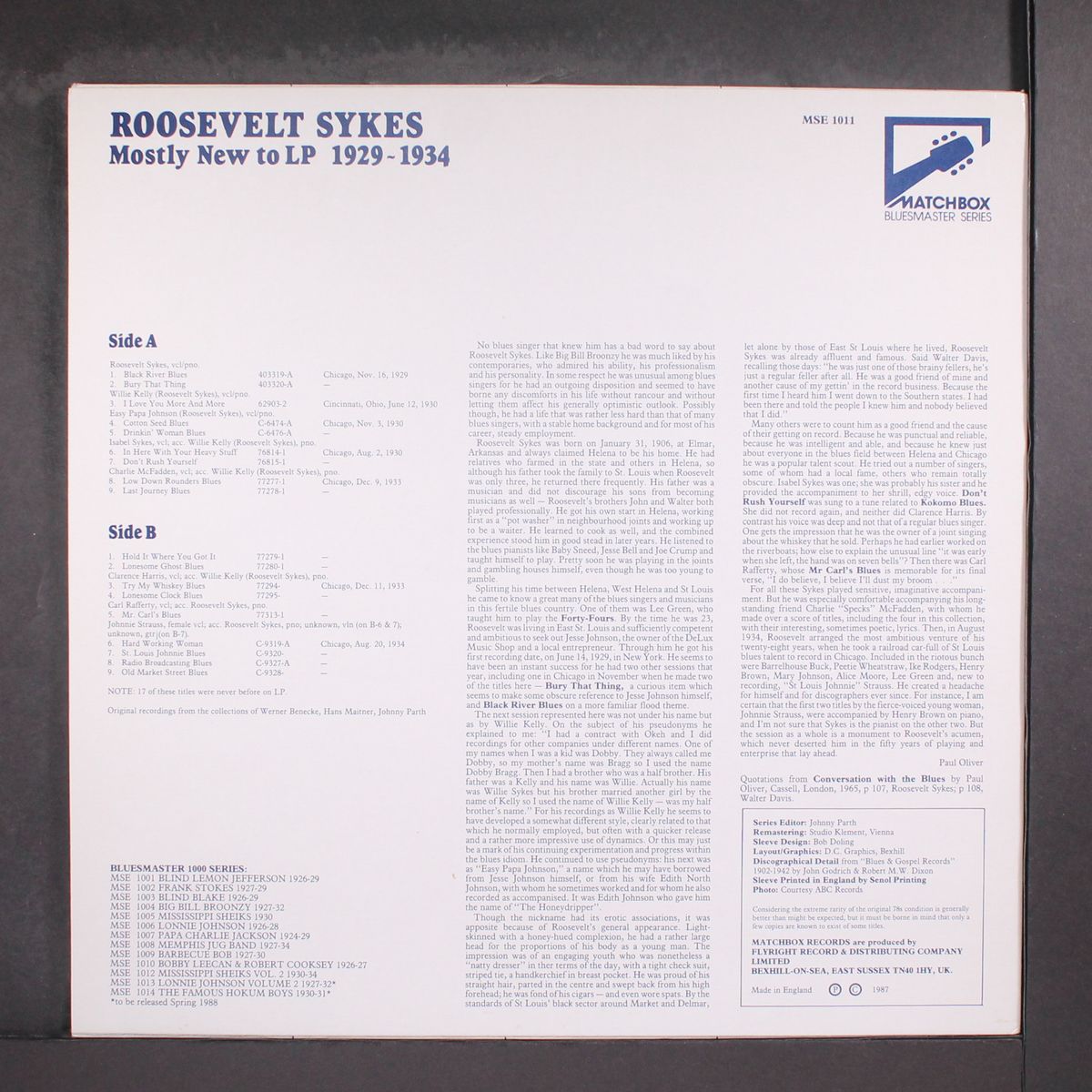 mostly new to lp 1929-34 by ROOSEVELT SYKES