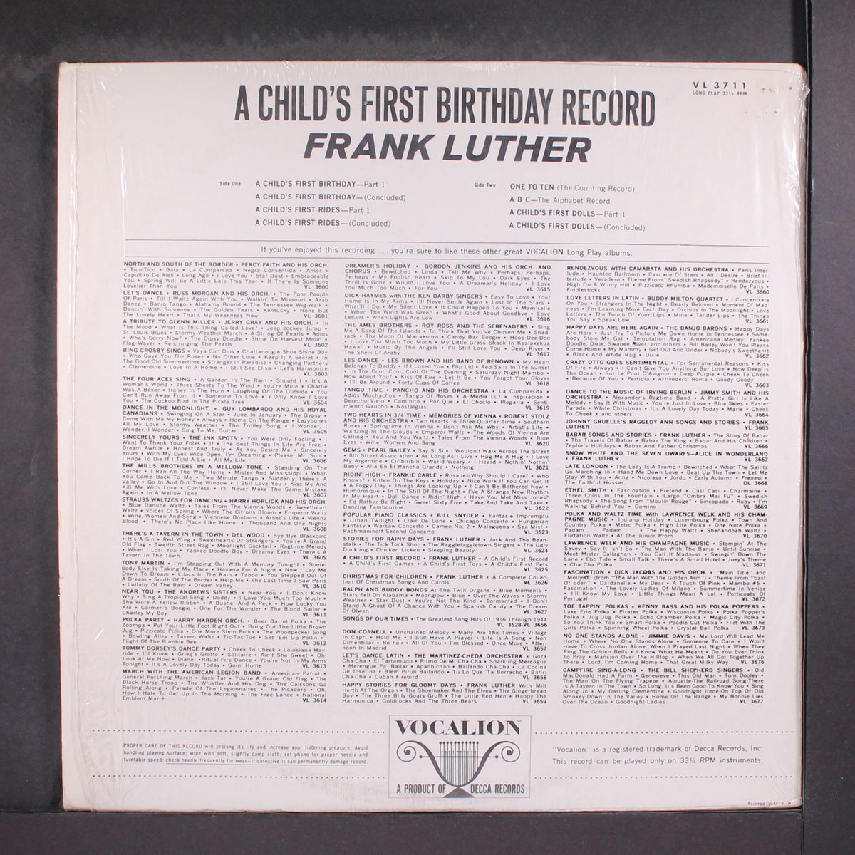 a child's first birthday record by FRANK LUTHER
