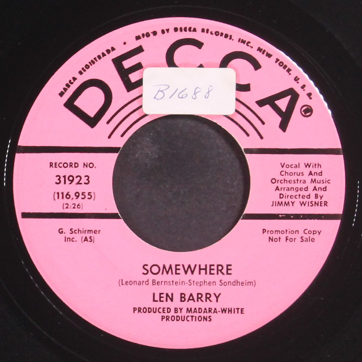 somewhere / it's a cryin' shame by LEN BARRY