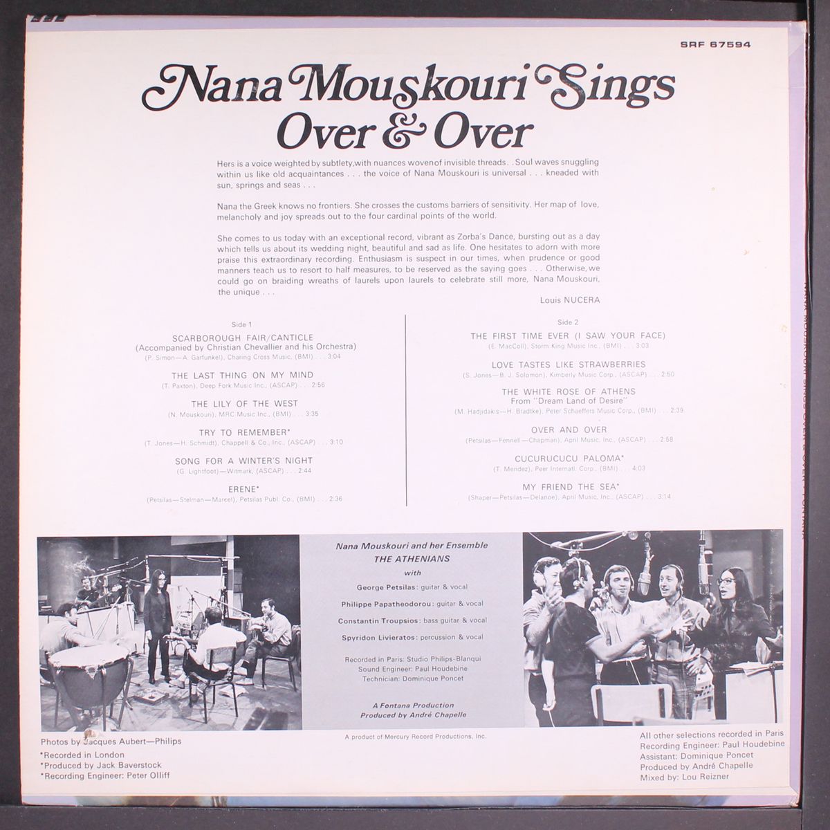 sings over & over by NANA MOUSKOURI