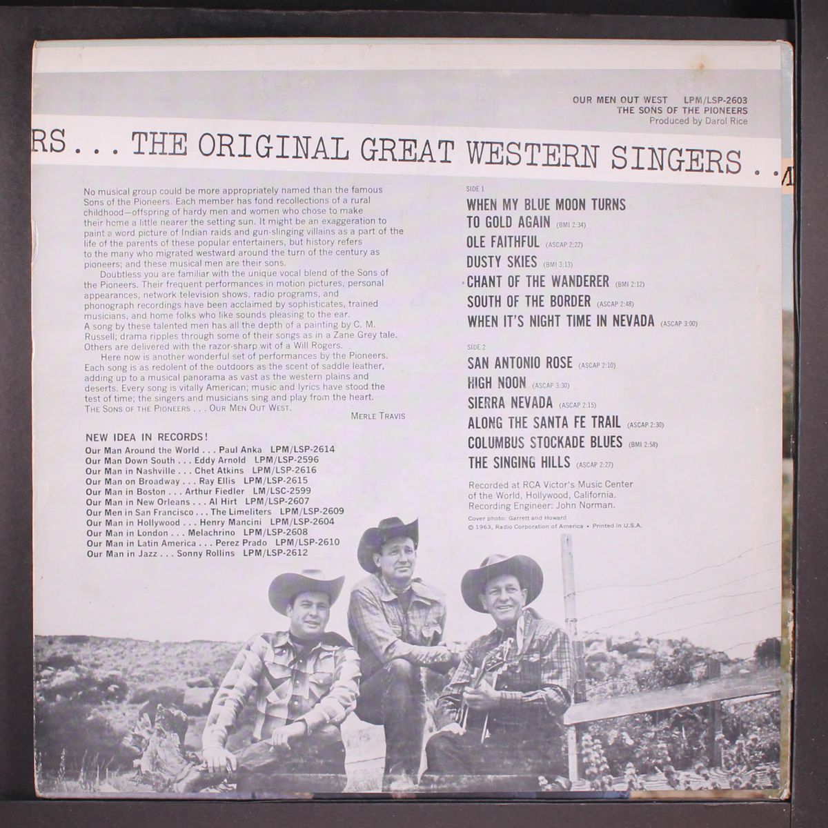 our men out west by SONS OF THE PIONEERS