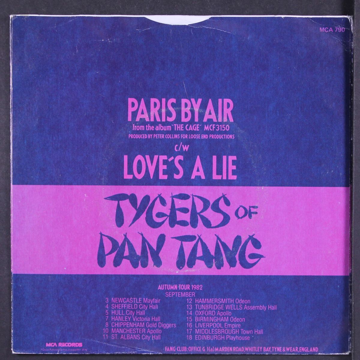 paris by air / love's a lie by TYGERS OF PAN TANG