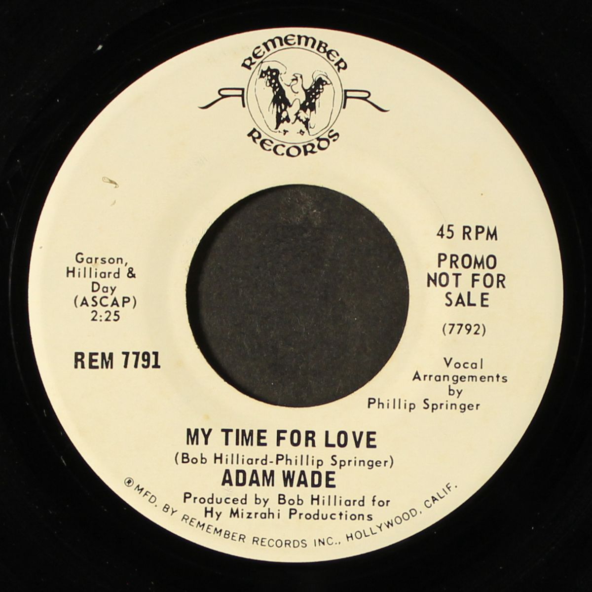 half the world / my time for love by ADAM WADE
