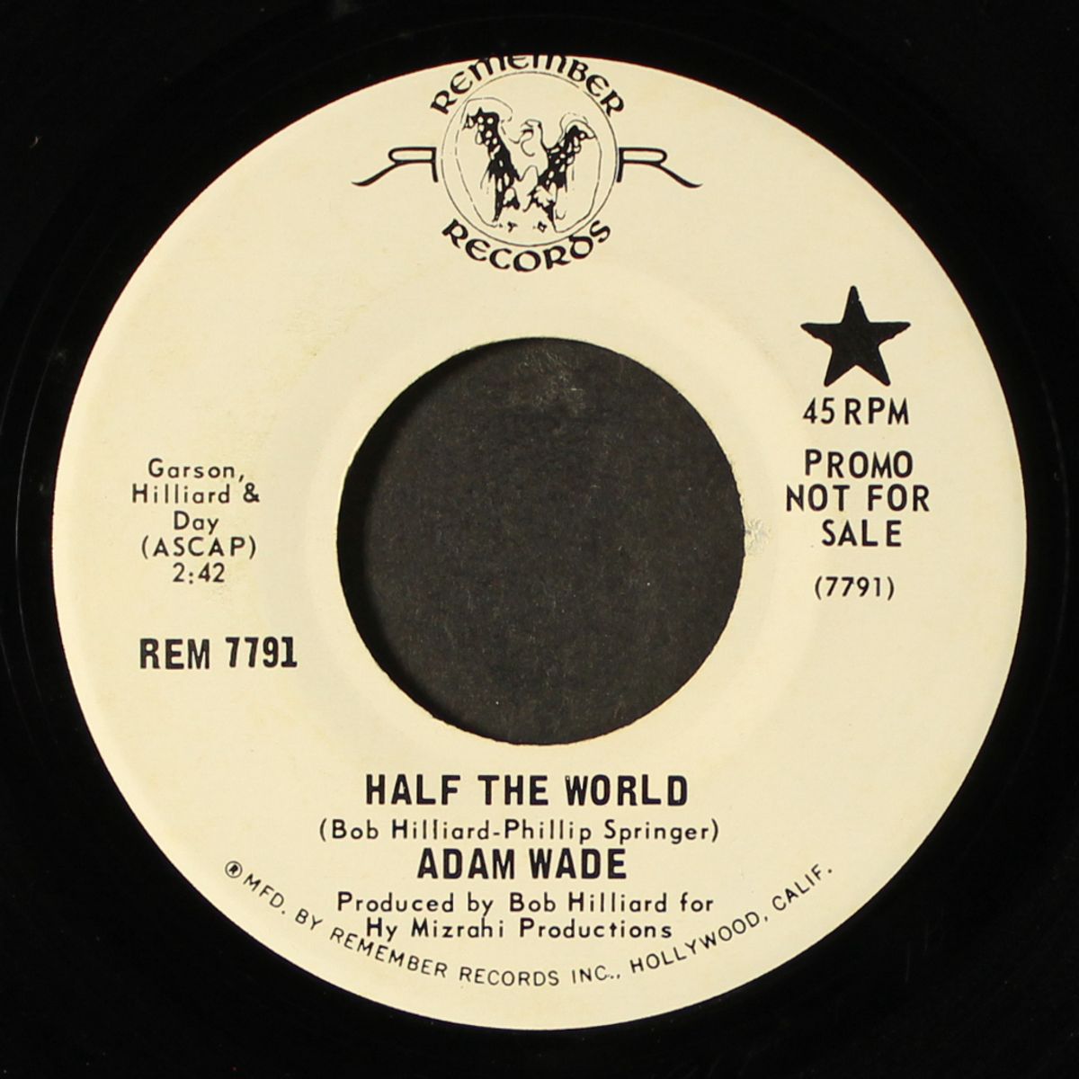 half the world / my time for love by ADAM WADE