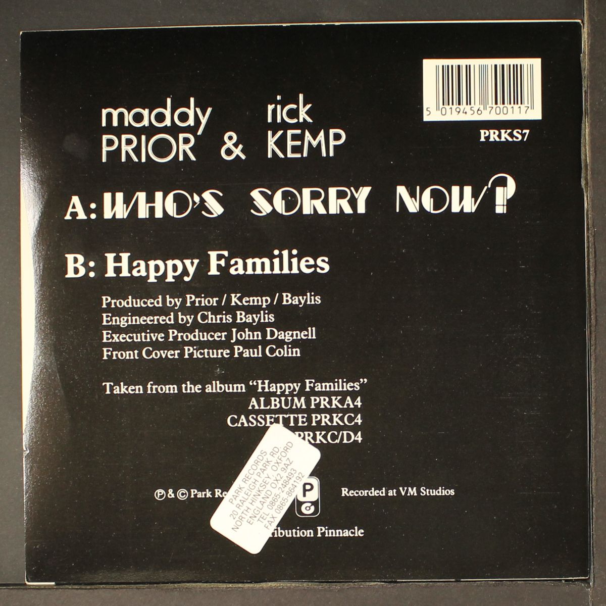 who's sorry now / happy families by MADDY PRIOR & RICK KEMP