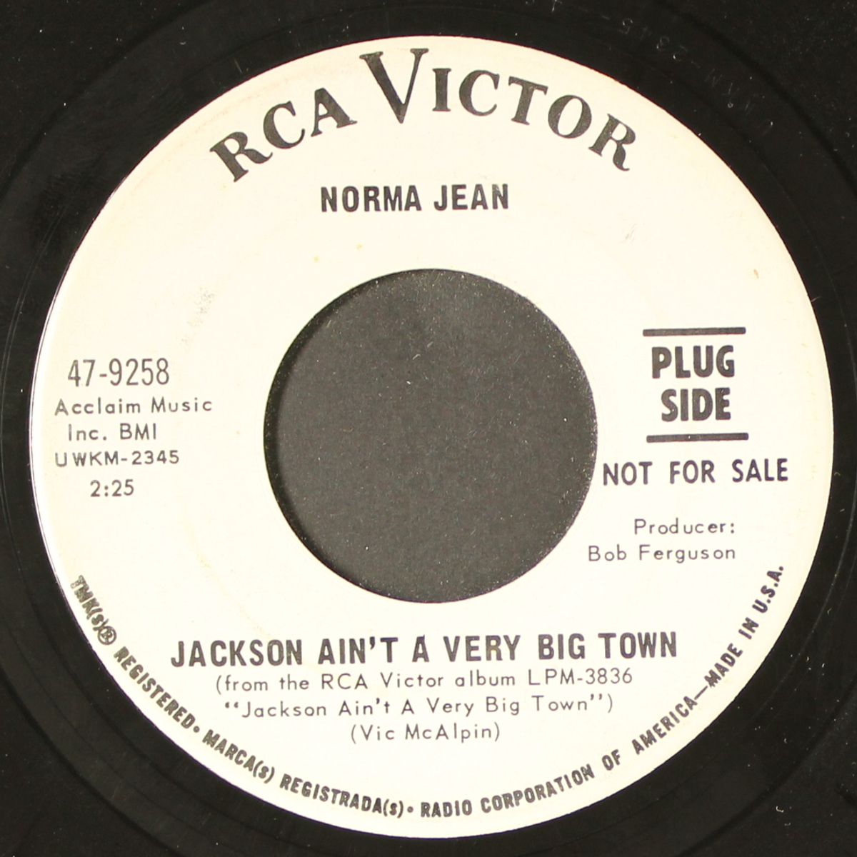 jackson ain't a very big town / now it's every night by NORMA JEAN
