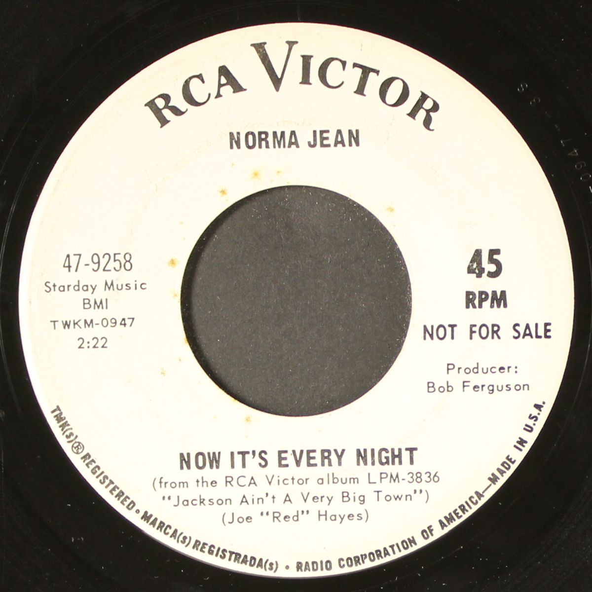 jackson ain't a very big town / now it's every night by NORMA JEAN