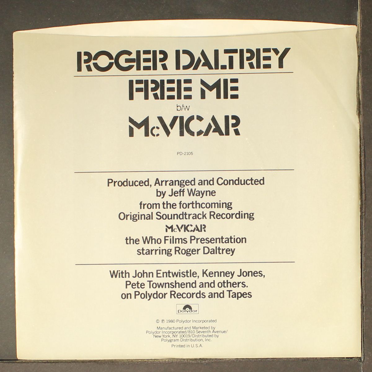 free me / same by ROGER DALTREY