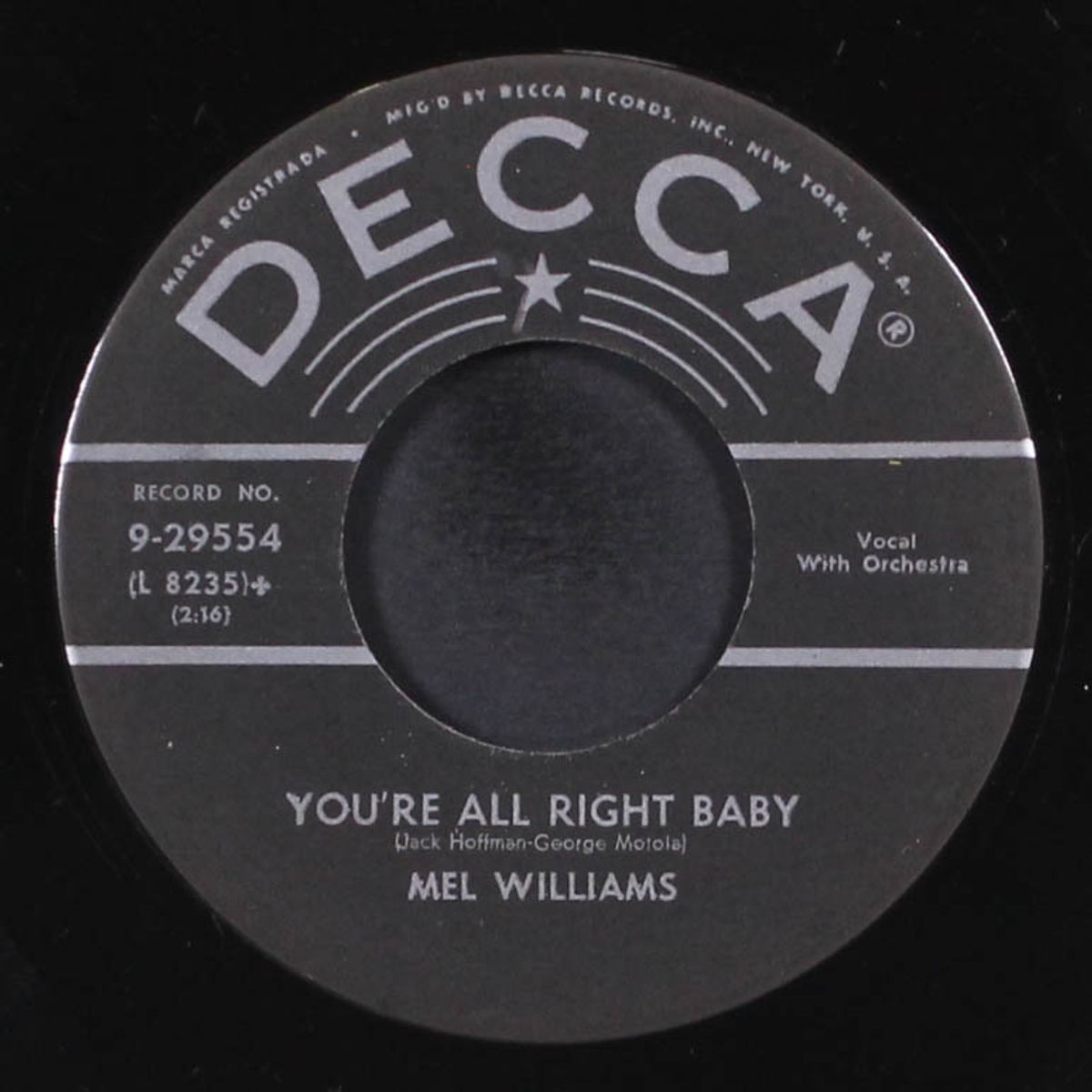 you're all right baby / god gave me you by MEL WILLIAMS