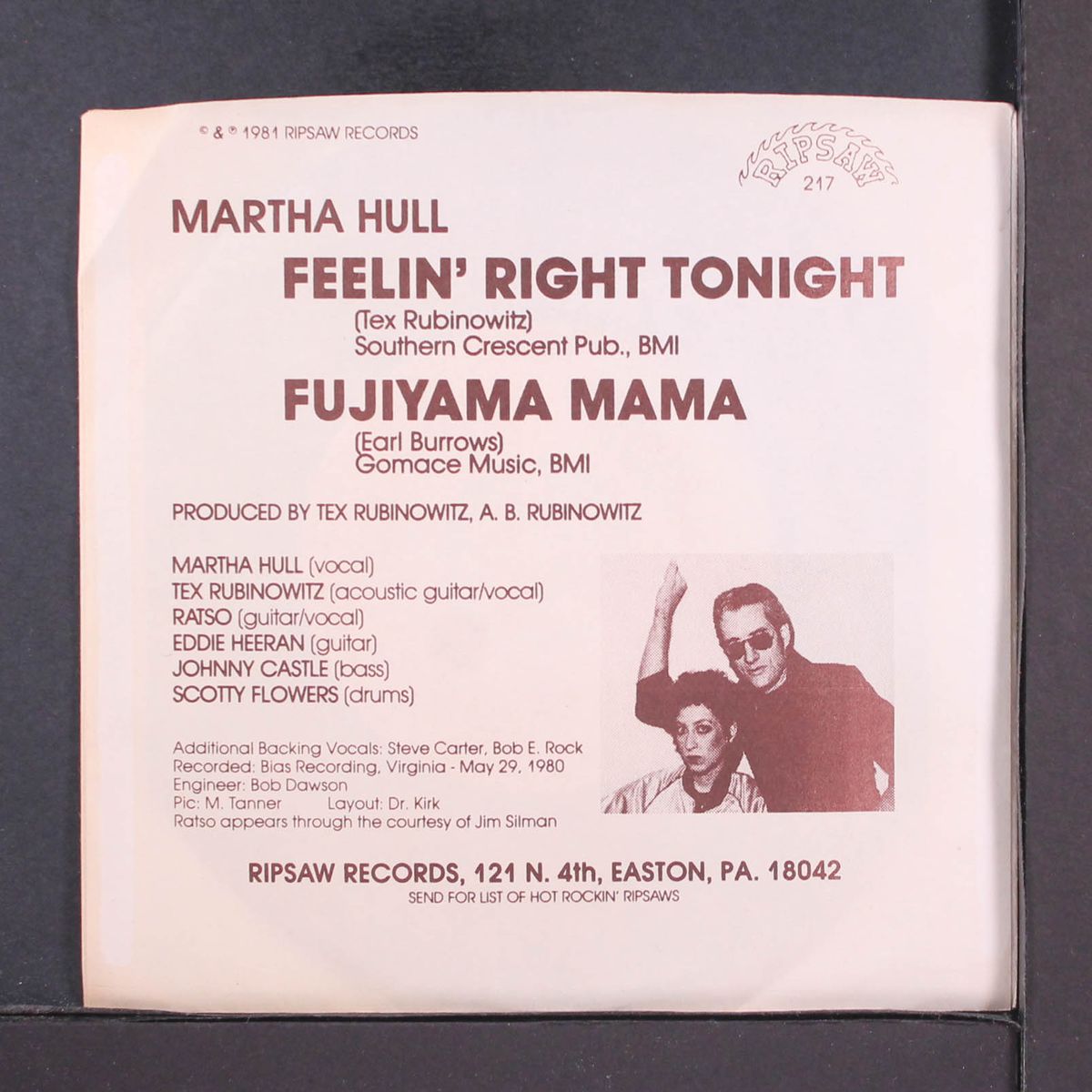 feelin' right tonight / fujiyama mama by MARTHA HULL