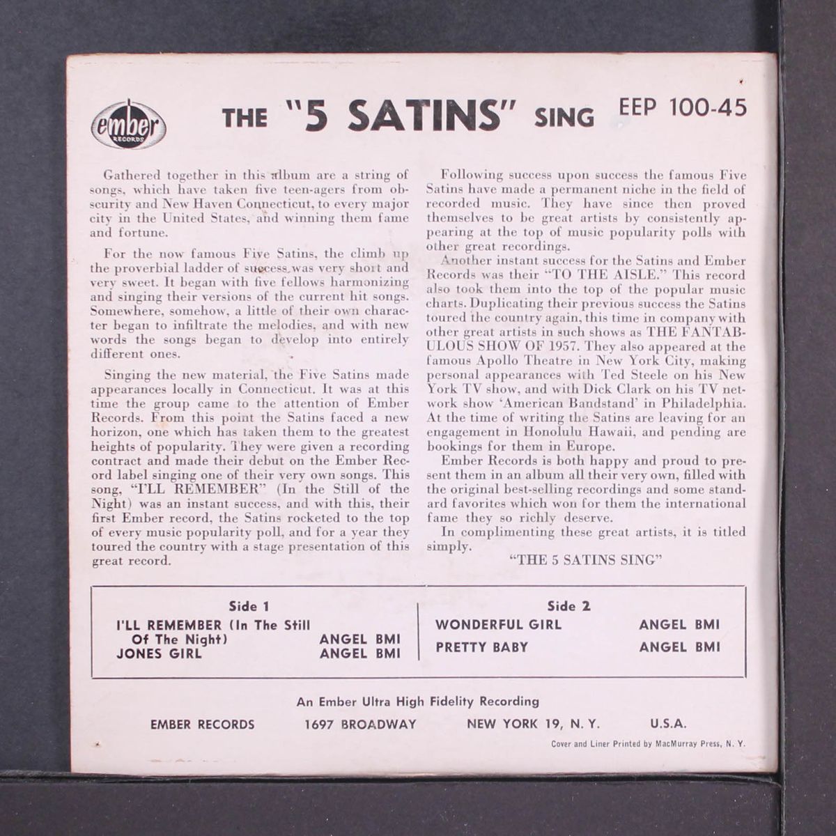sing by FIVE SATINS
