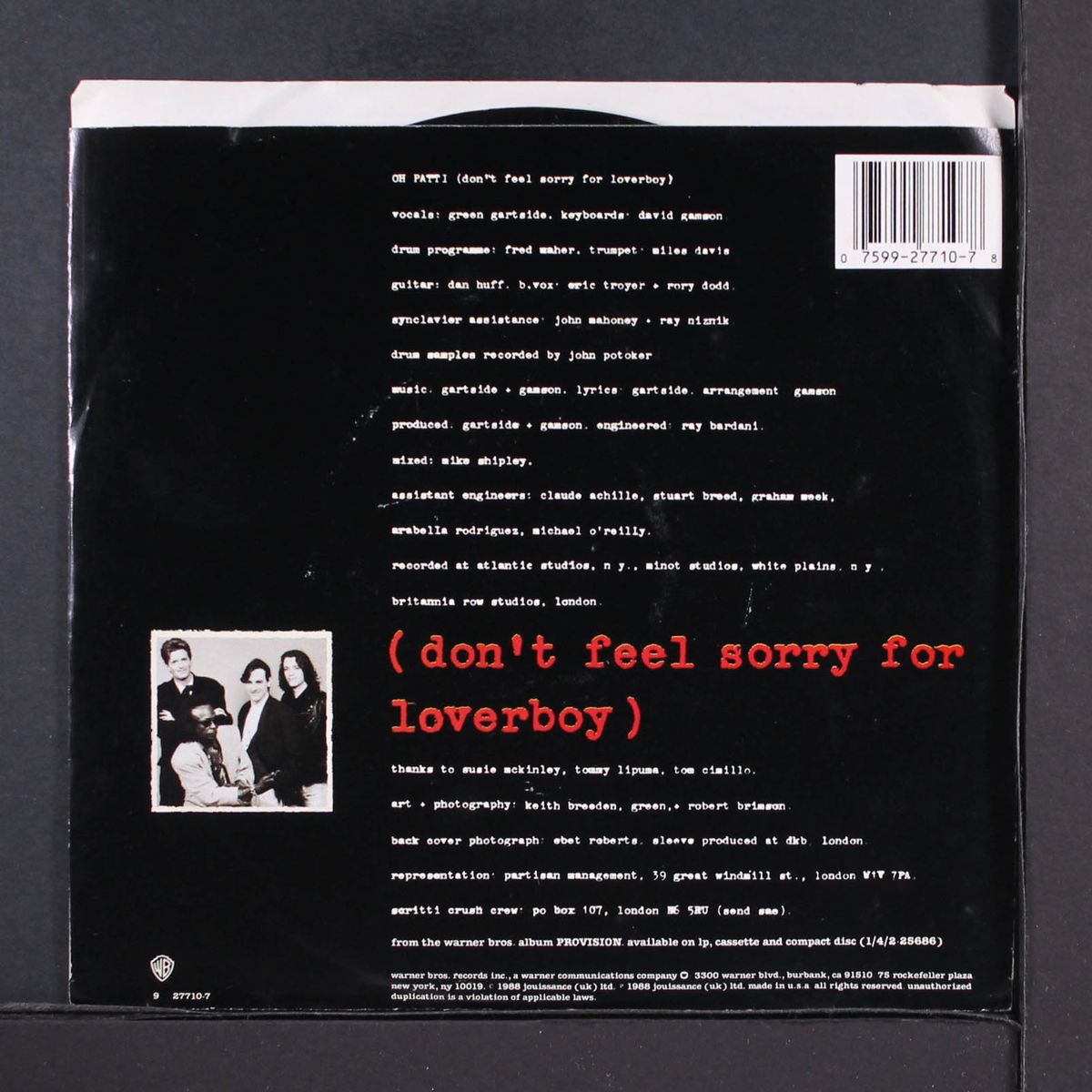 oh patti / same by SCRITTI POLITTI