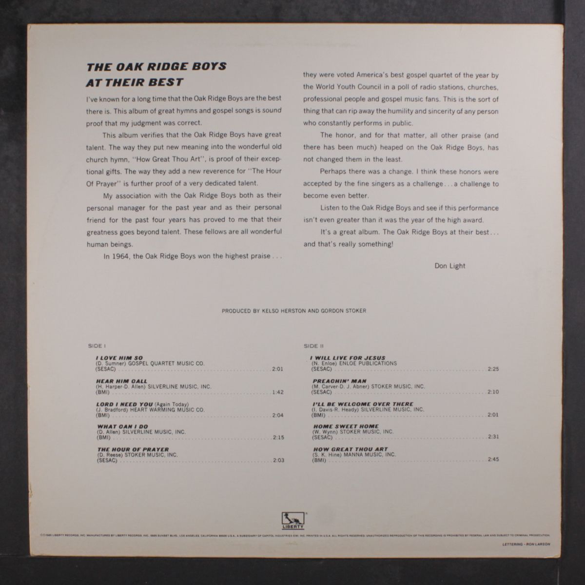 at their best by OAK RIDGE BOYS