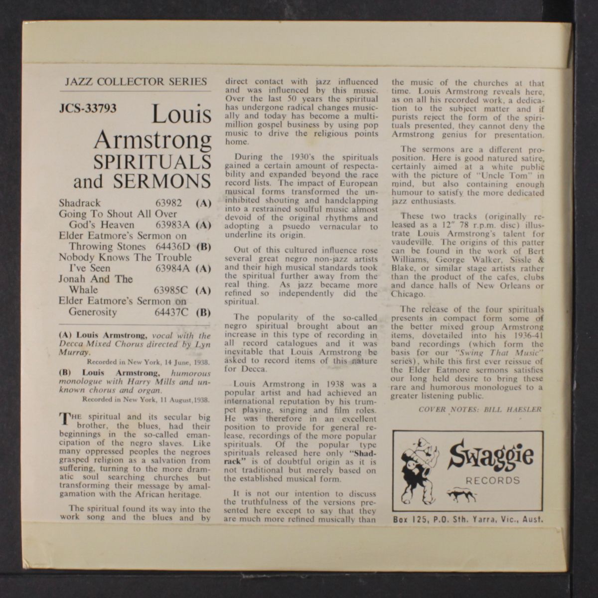 spirituals and sermons by LOUIS ARMSTRONG