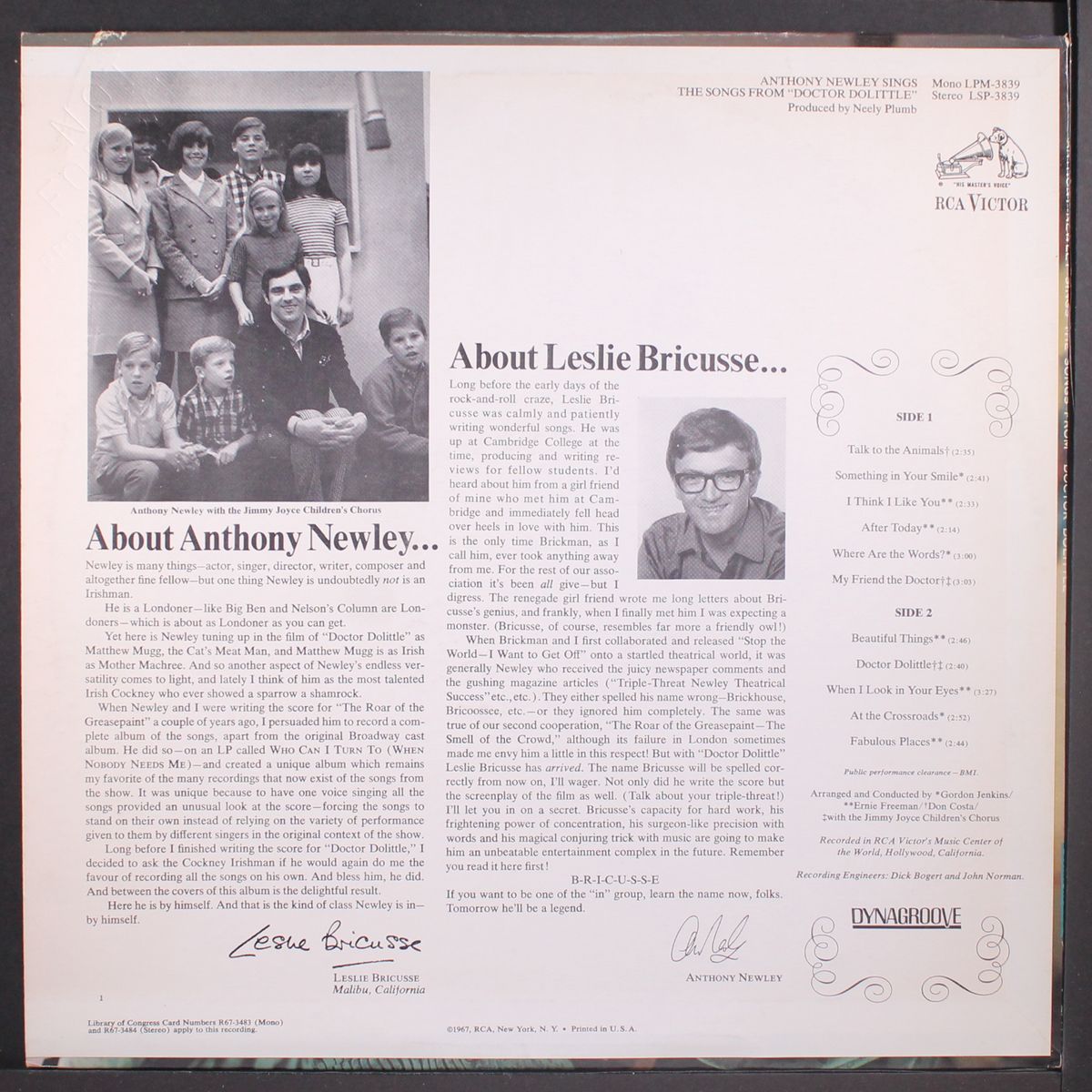doctor dolittle by ANTHONY NEWLEY