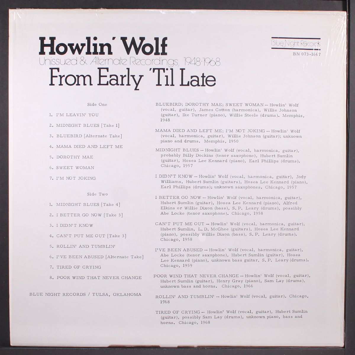 from early 'til late; unissued '48-'68 by HOWLIN WOLF